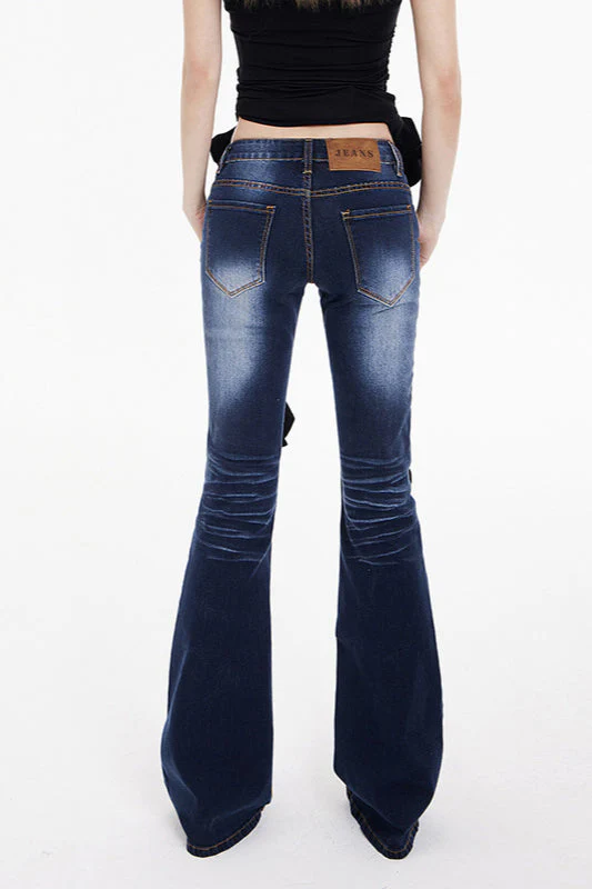Low Waist Long Flare Jeans - Image 9