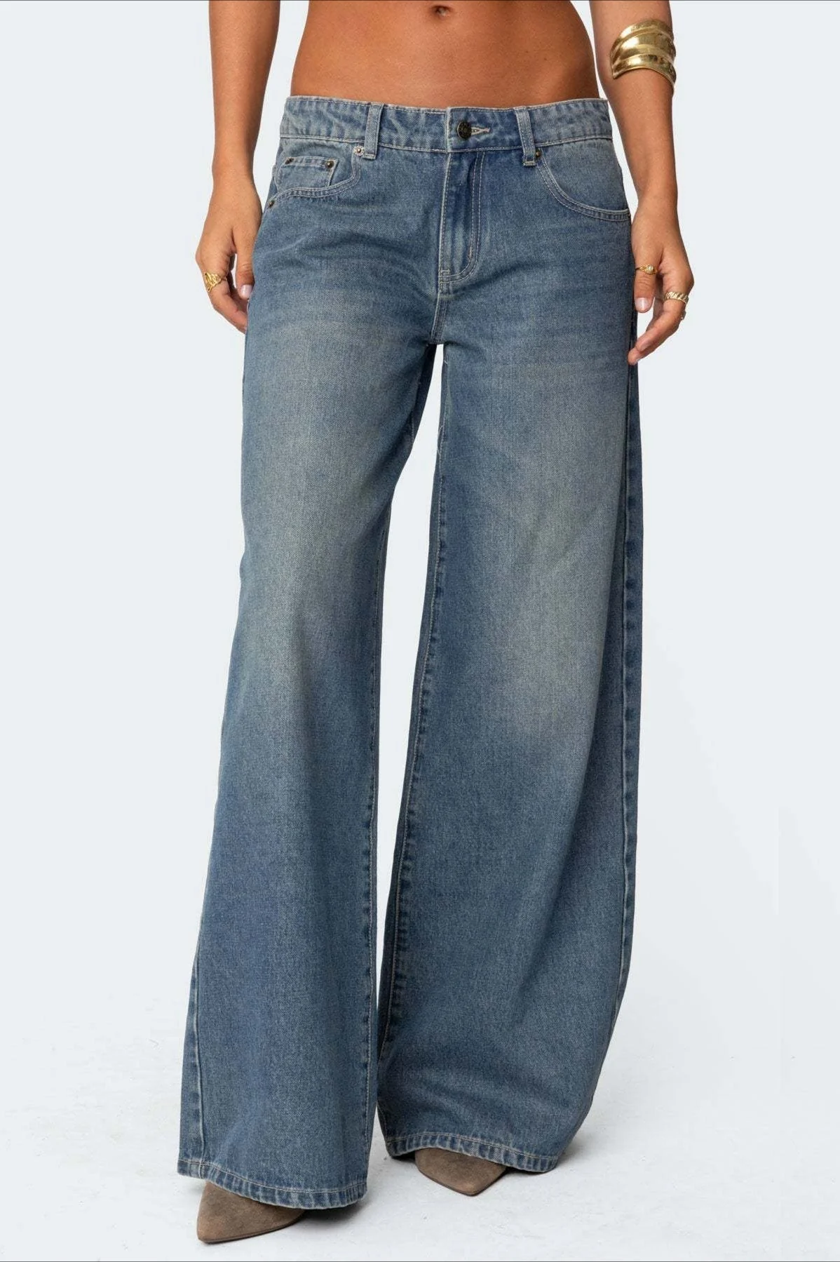 Low Waist Printed Wide Leg Jeans - Image 2