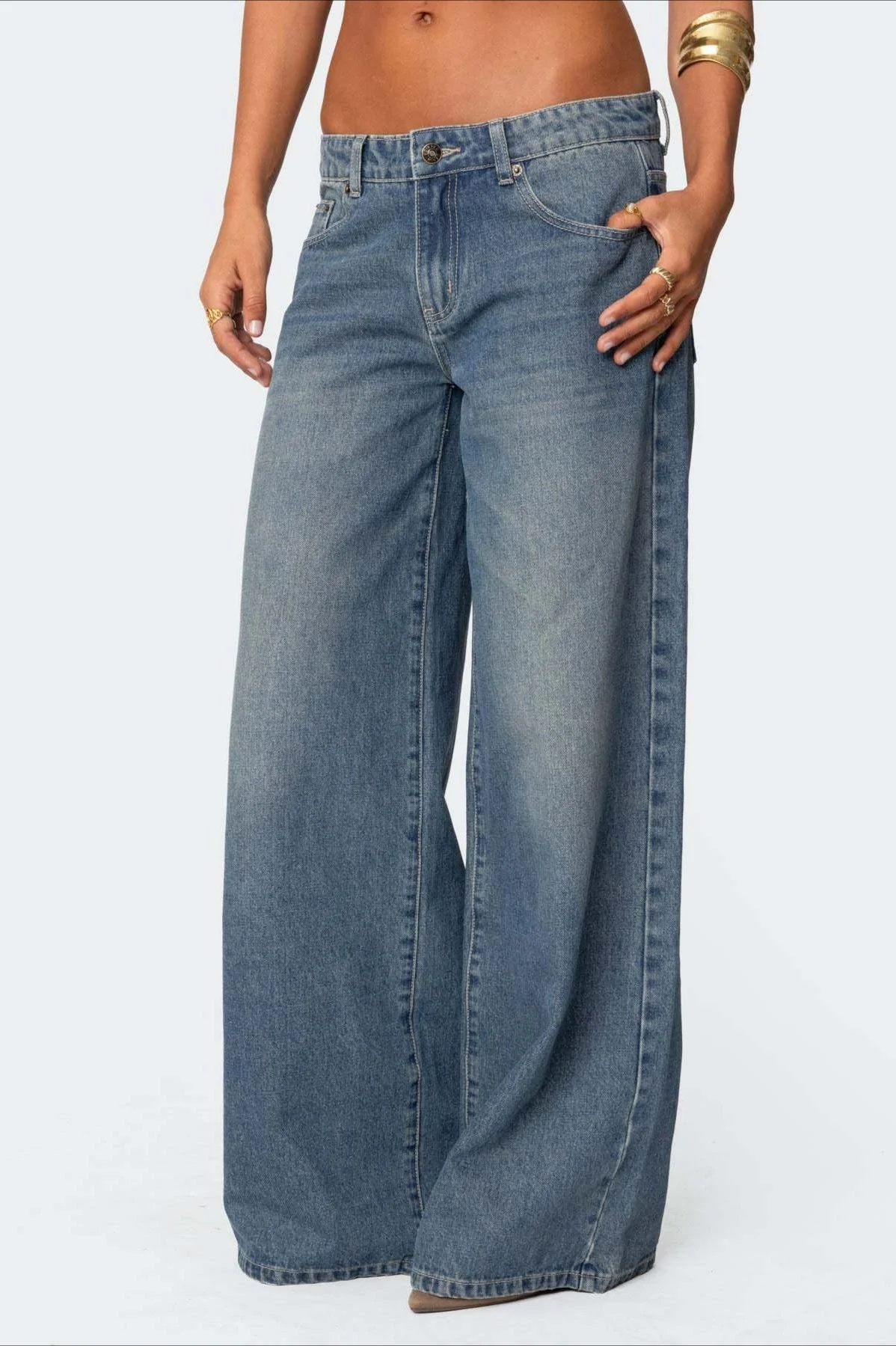 Low Waist Printed Wide Leg Jeans - Image 3