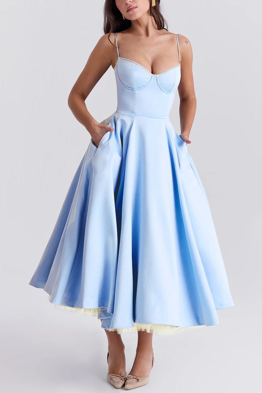 Maxi V-Neck Puff Party Dress - Image 5