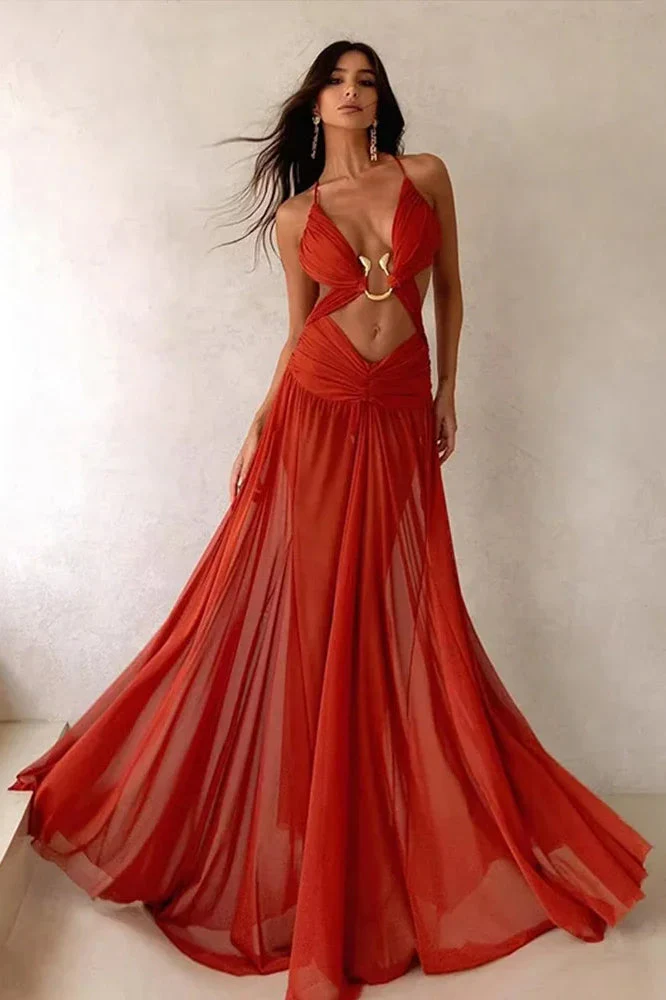 Mesh Hollow Out Boho Dress - Image 21