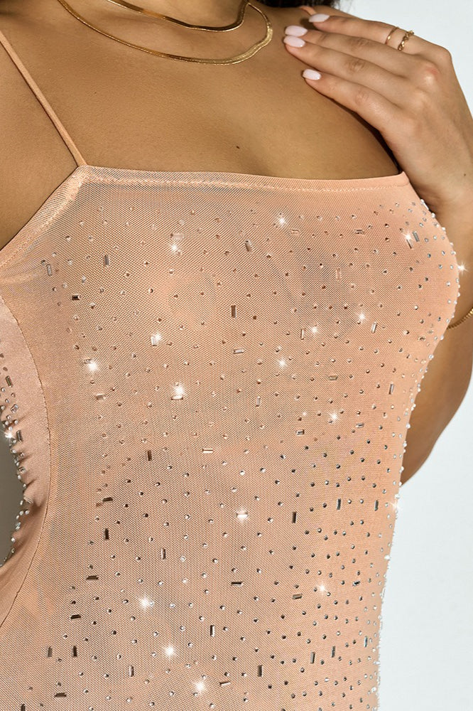 Mesh Rhinestone Cami Maxi Party Dress - Image 7
