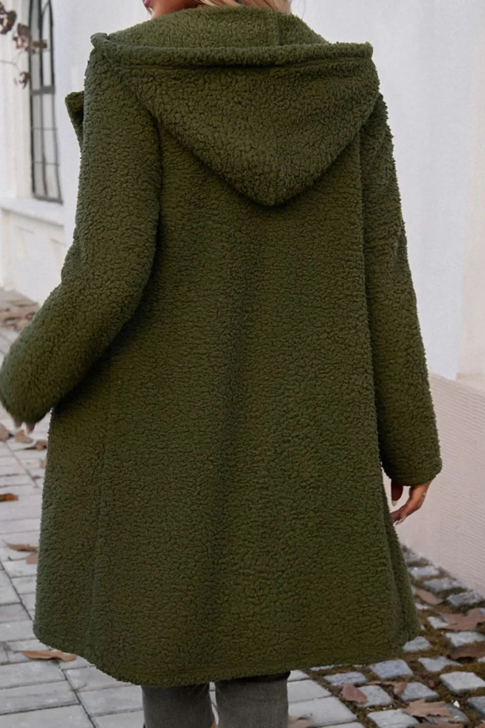 Mid-Length Fuzzy Lapel Coat - Image 8