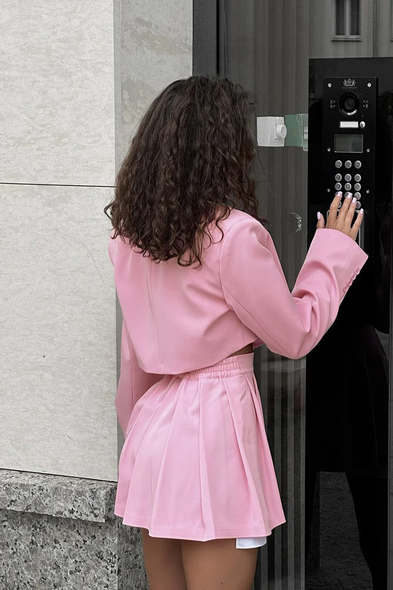 Mini Skirt with Lapel Blazer Two Piece Set - Image 7