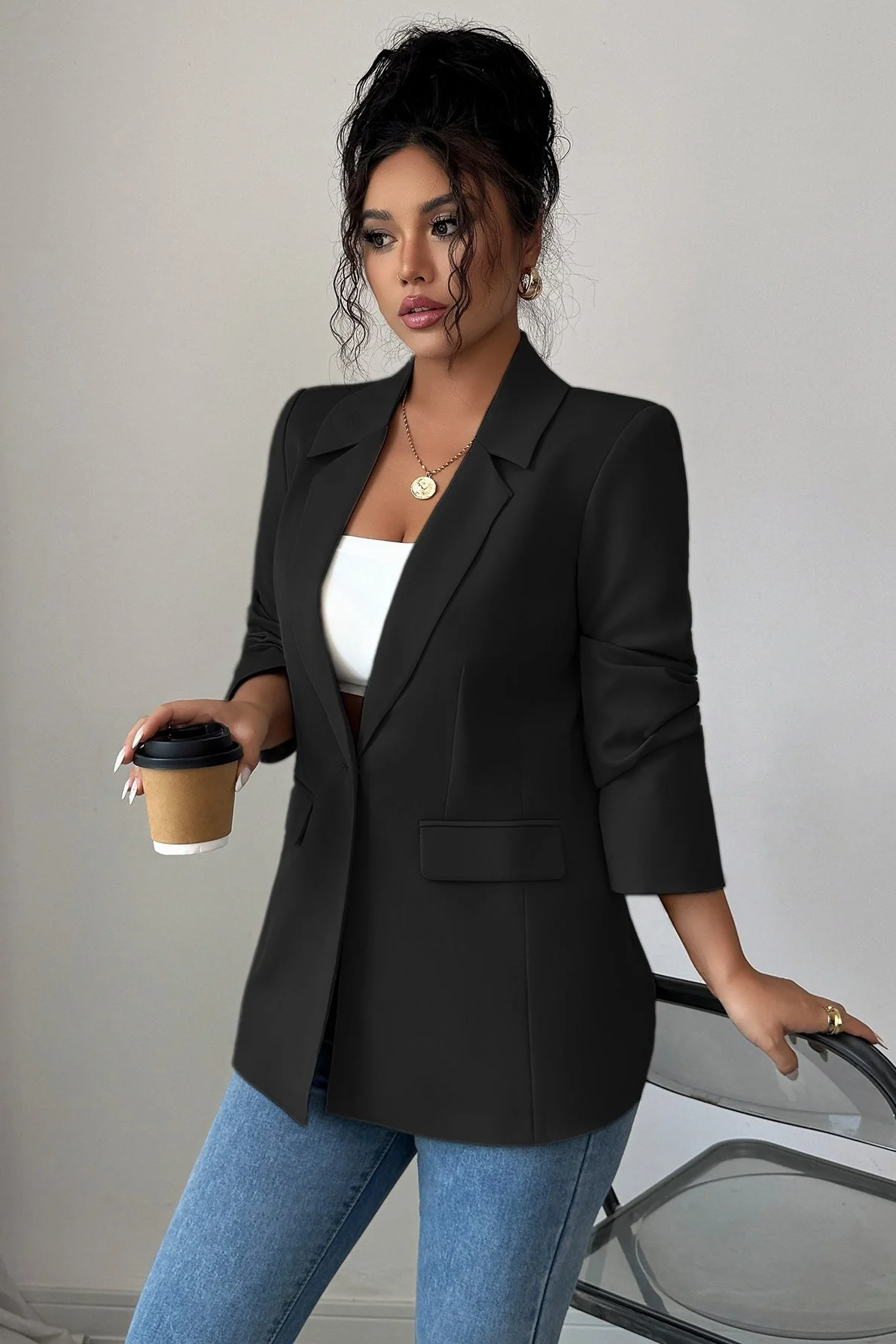 Minimalist Long Sleeve Blazer - Image 2