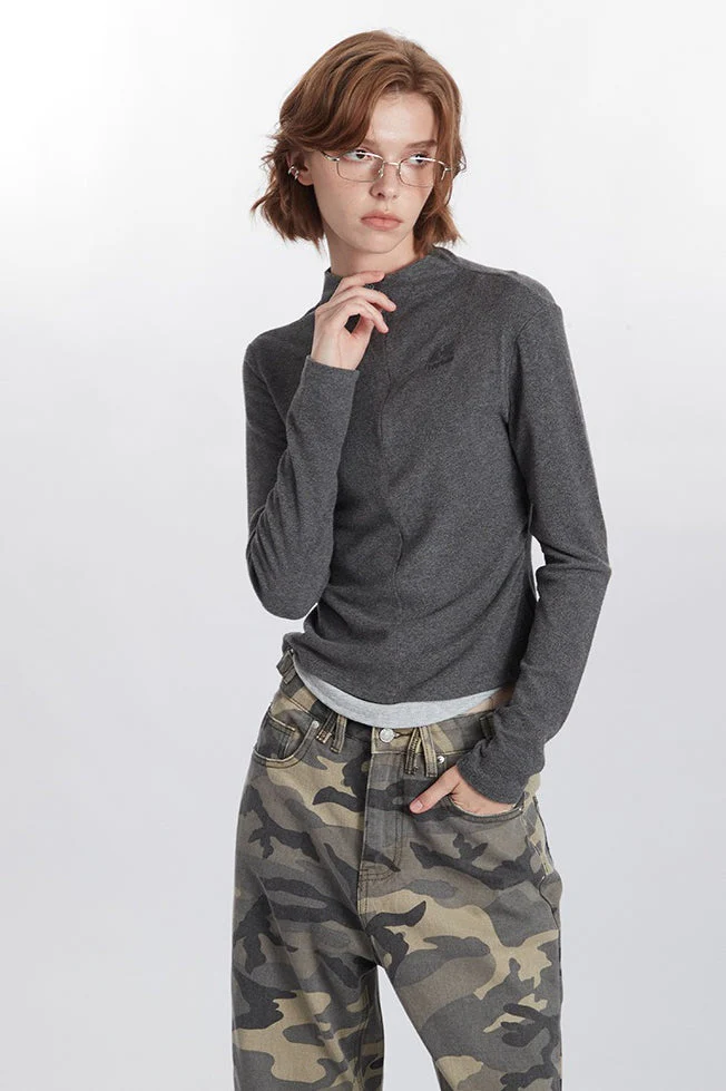 Mock Two-Piece Half-Zip Knit Top - Image 6