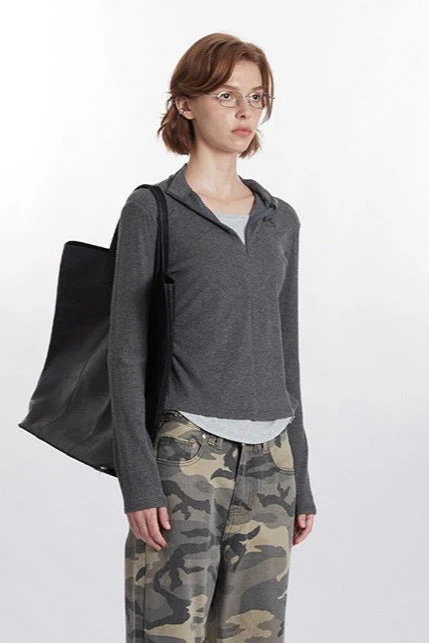 Mock Two-Piece Half-Zip Knit Top - Image 9