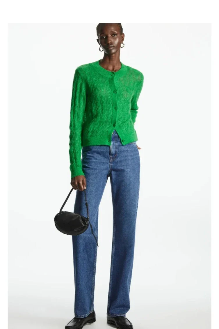 Mohair Blend Cable Knit Cardigan - Image 4