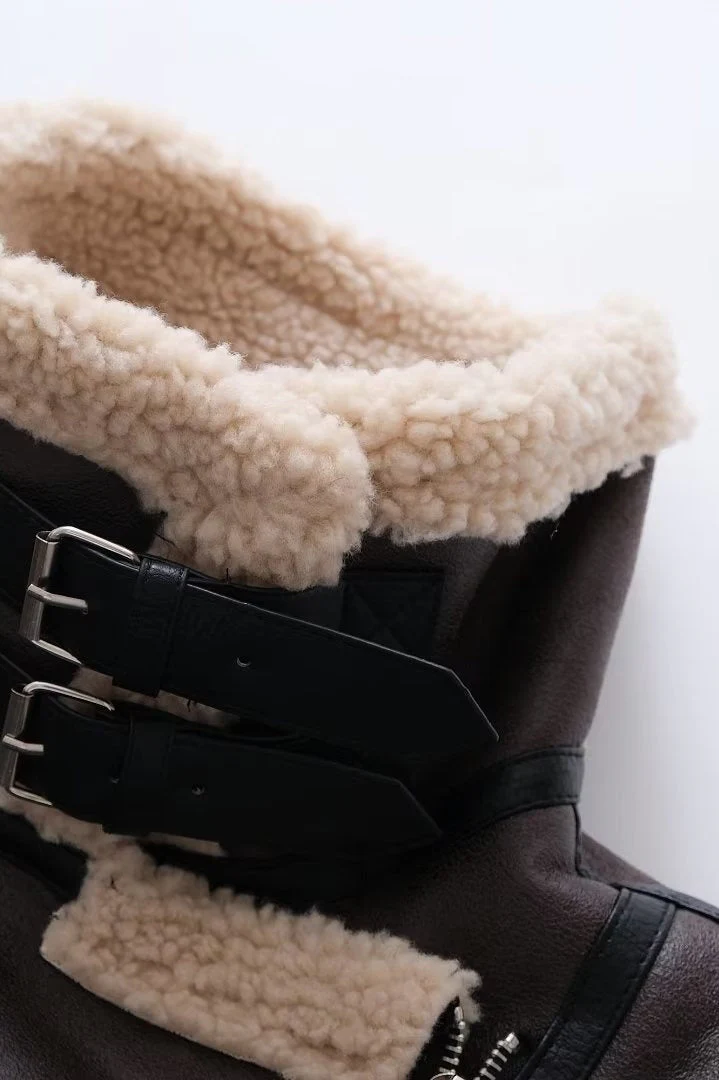 Multi-Zip Faux Shearling Longline Jacket - Image 10