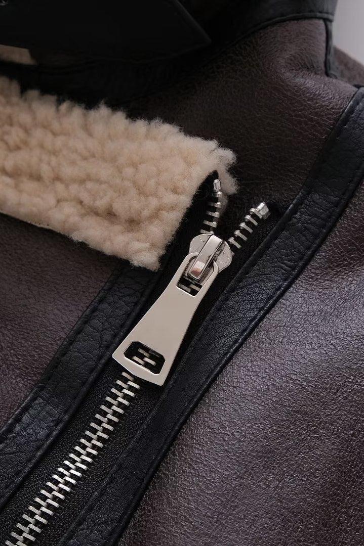 Multi-Zip Faux Shearling Longline Jacket - Image 11