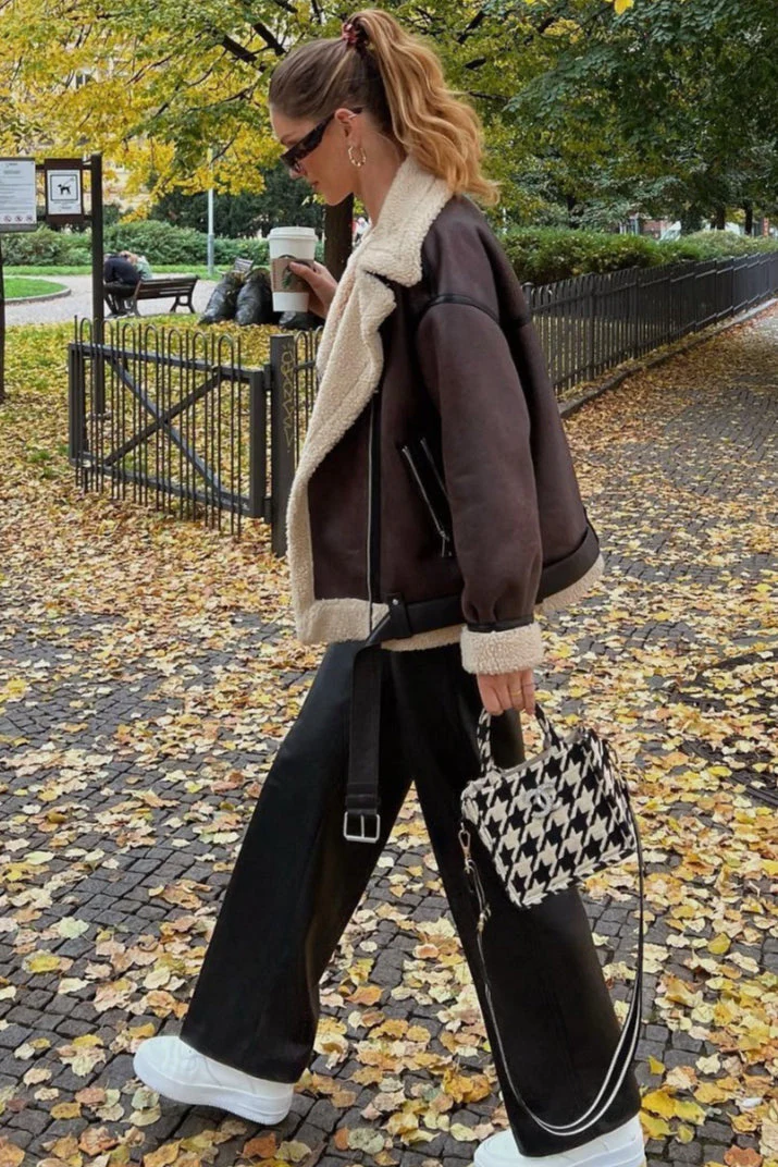 Multi-Zip Faux Shearling Longline Jacket - Image 2