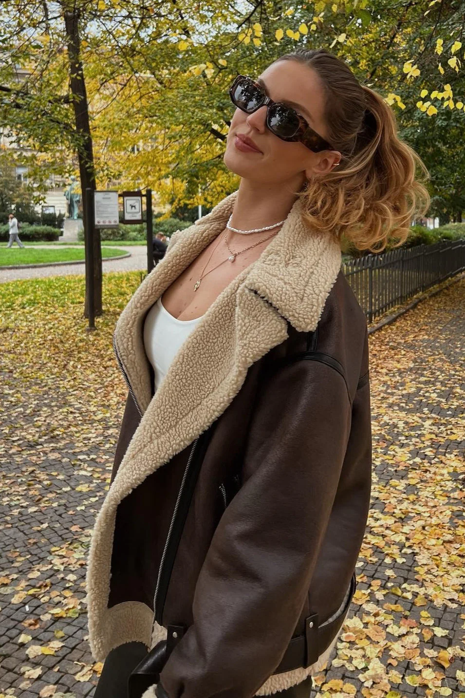 Multi-Zip Faux Shearling Longline Jacket - Image 4