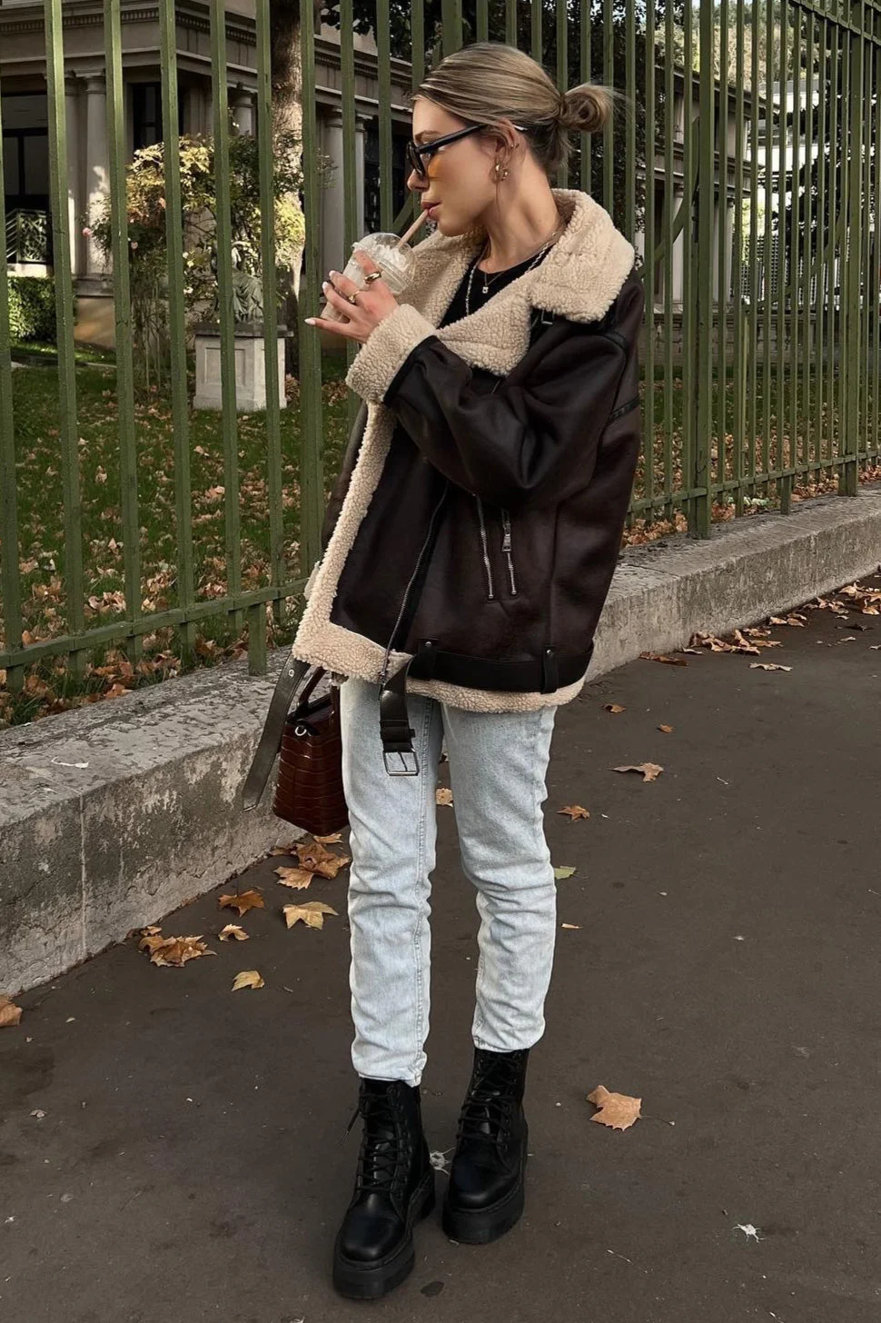 Multi-Zip Faux Shearling Longline Jacket - Image 7