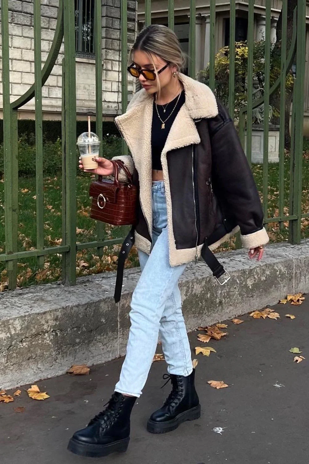 Multi-Zip Faux Shearling Longline Jacket - Image 8