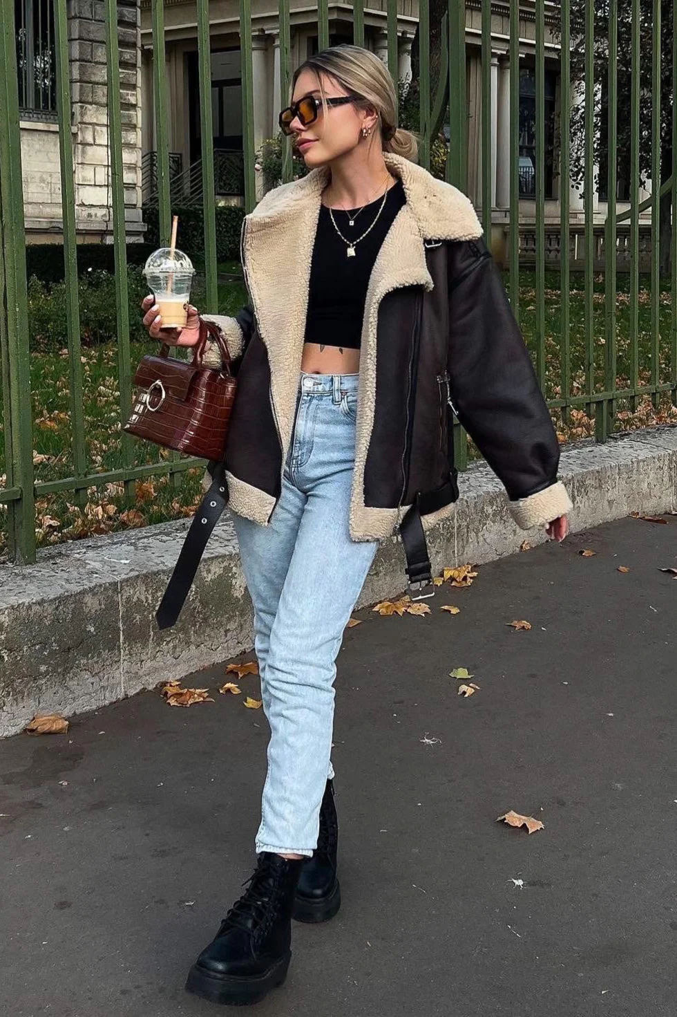 Multi-Zip Faux Shearling Longline Jacket - Image 9