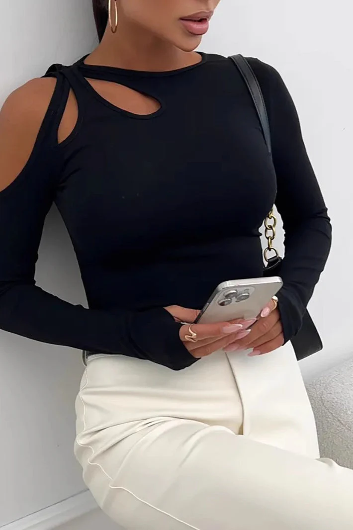 Off-Shoulder Bodycon Knit Top - Image 4