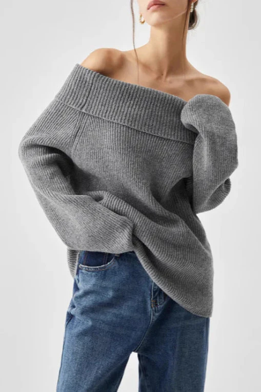 Off Shoulder Knit Pullover Sweater - Image 12