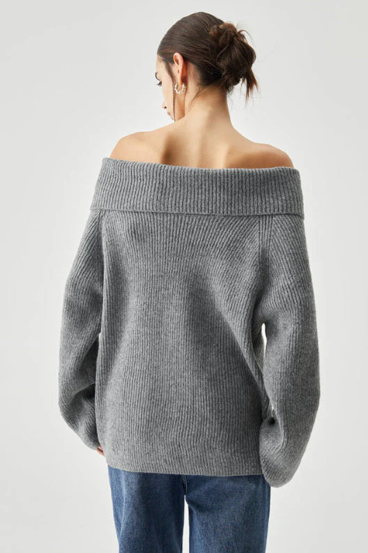 Off Shoulder Knit Pullover Sweater - Image 14