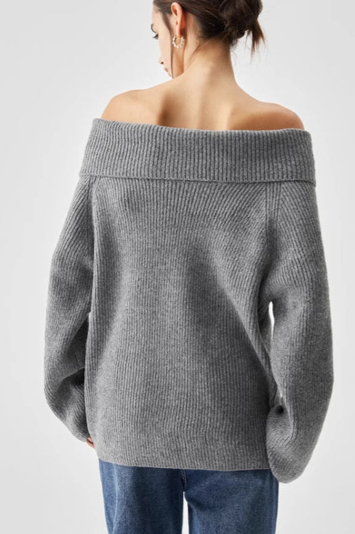 Off Shoulder Knit Pullover Sweater - Image 9