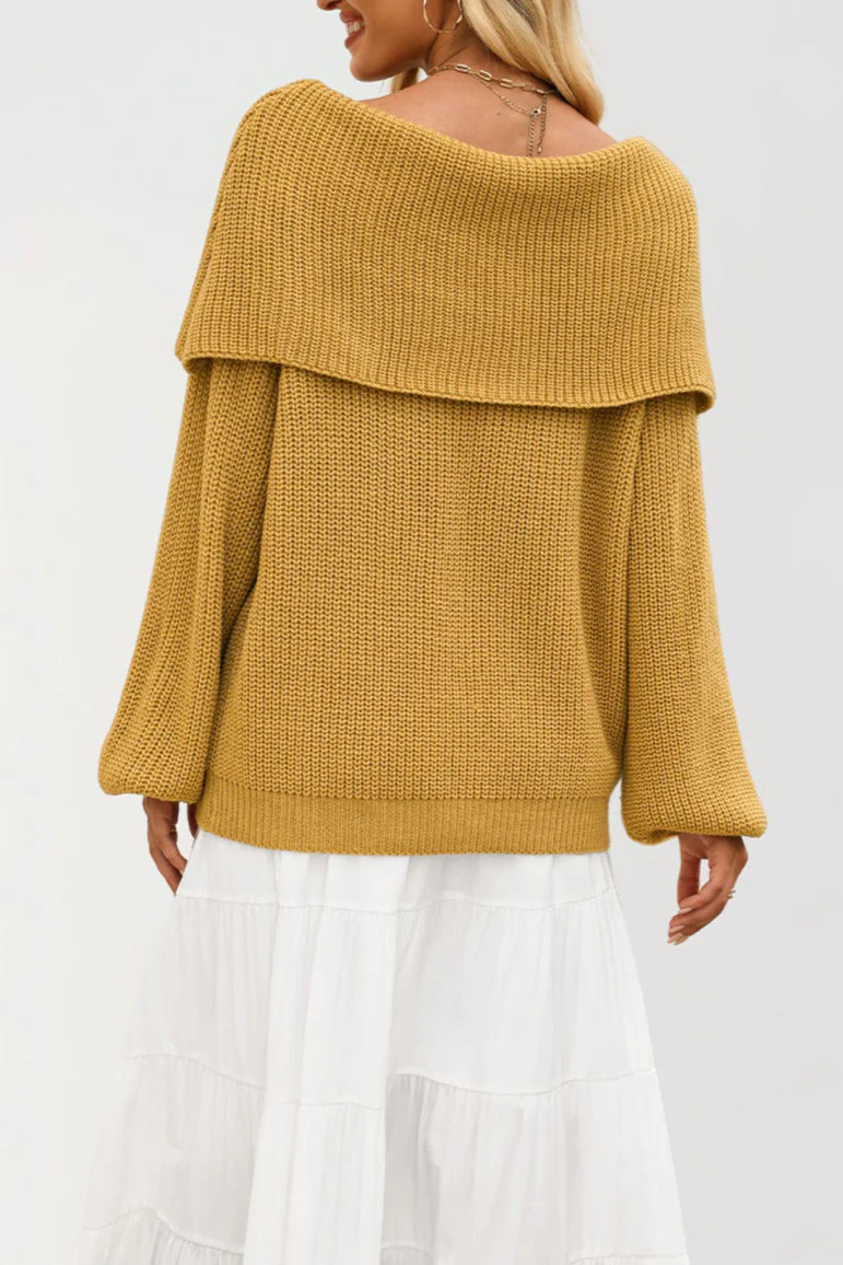 Off Shoulder Loose Knit Pullover Sweater - Image 19