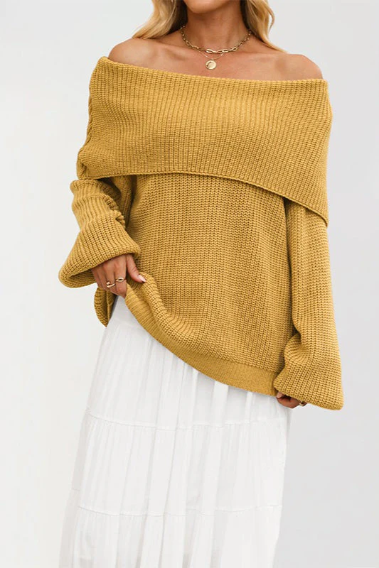 Off Shoulder Loose Knit Pullover Sweater - Image 7