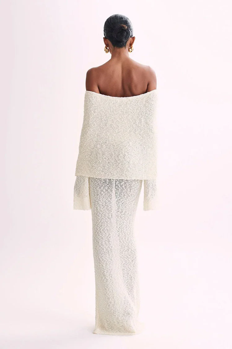 Off Shoulder One Shoulder Knit Sweater Dress - Image 10