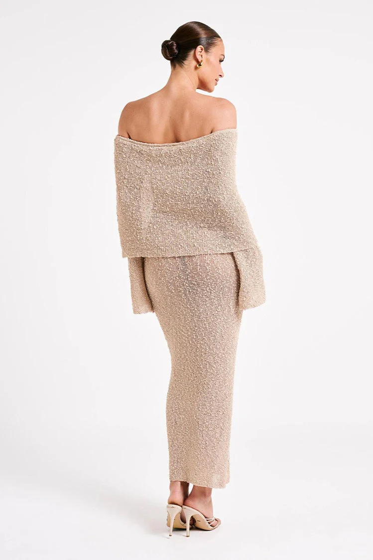 Off Shoulder One Shoulder Knit Sweater Dress - Image 12