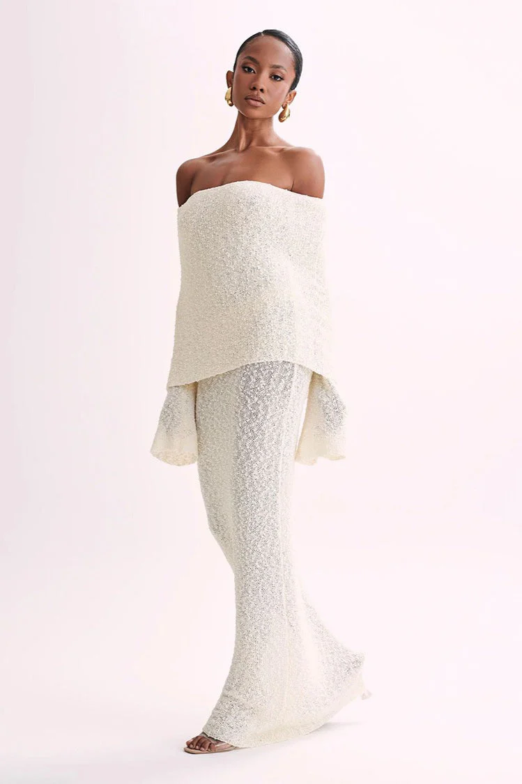 Off Shoulder One Shoulder Knit Sweater Dress - Image 6