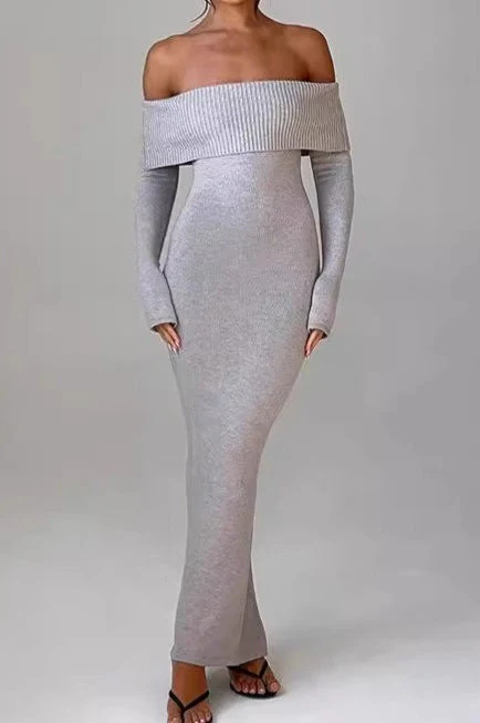Off Shoulder Ribbed Sweater Dress - Image 3