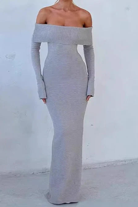 Off Shoulder Ribbed Sweater Dress - Image 4