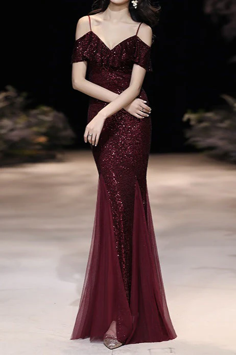 Off Shoulder Sequin Mesh Party Dress - Image 5