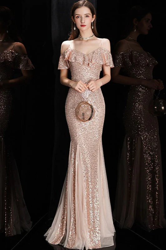 Off Shoulder Sequin Mesh Party Dress - Image 8
