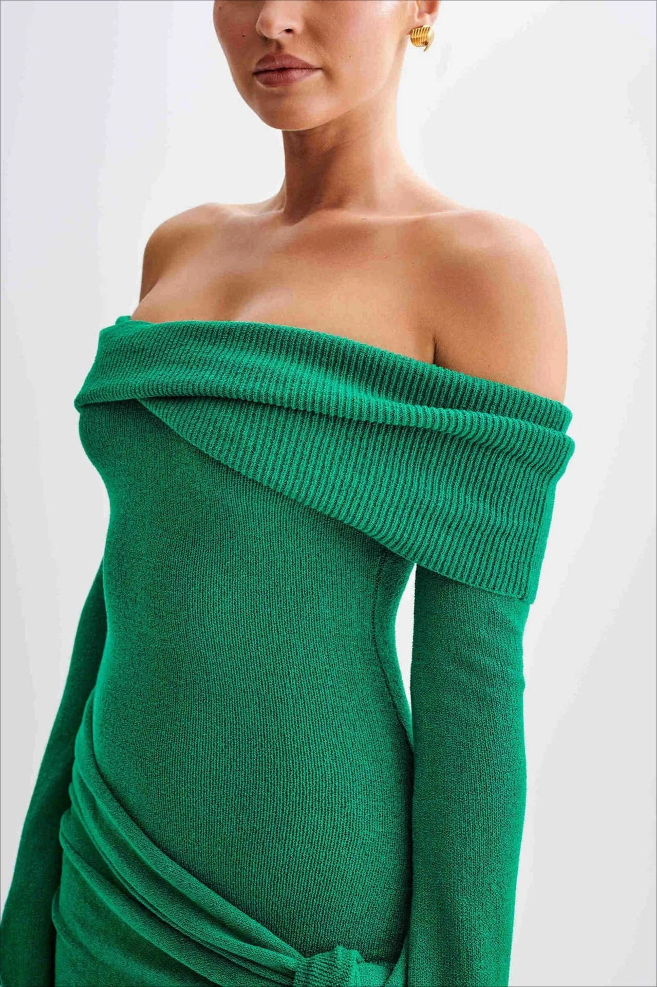 Off Shoulder Tie Knit Sweater Dress - Image 12
