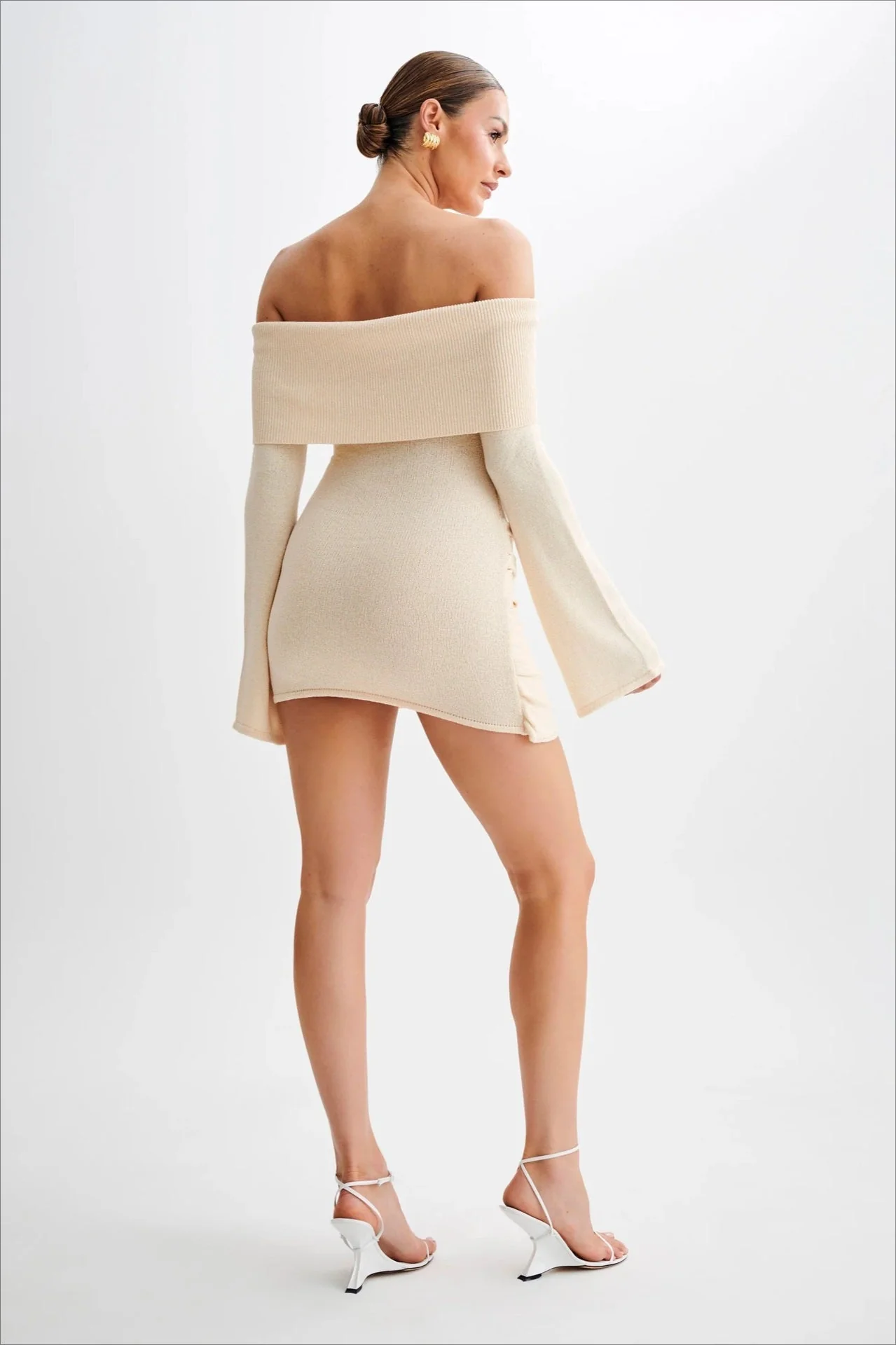 Off Shoulder Tie Knit Sweater Dress - Image 5