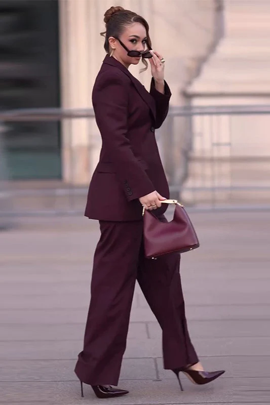 Office Style Burgundy Pants and Blazer - Image 2