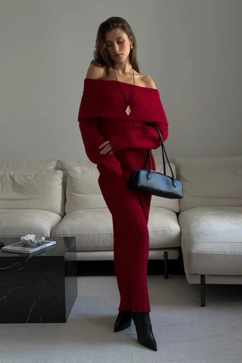 One Shoulder Bodycon Knit Sweater Dress - Image 10