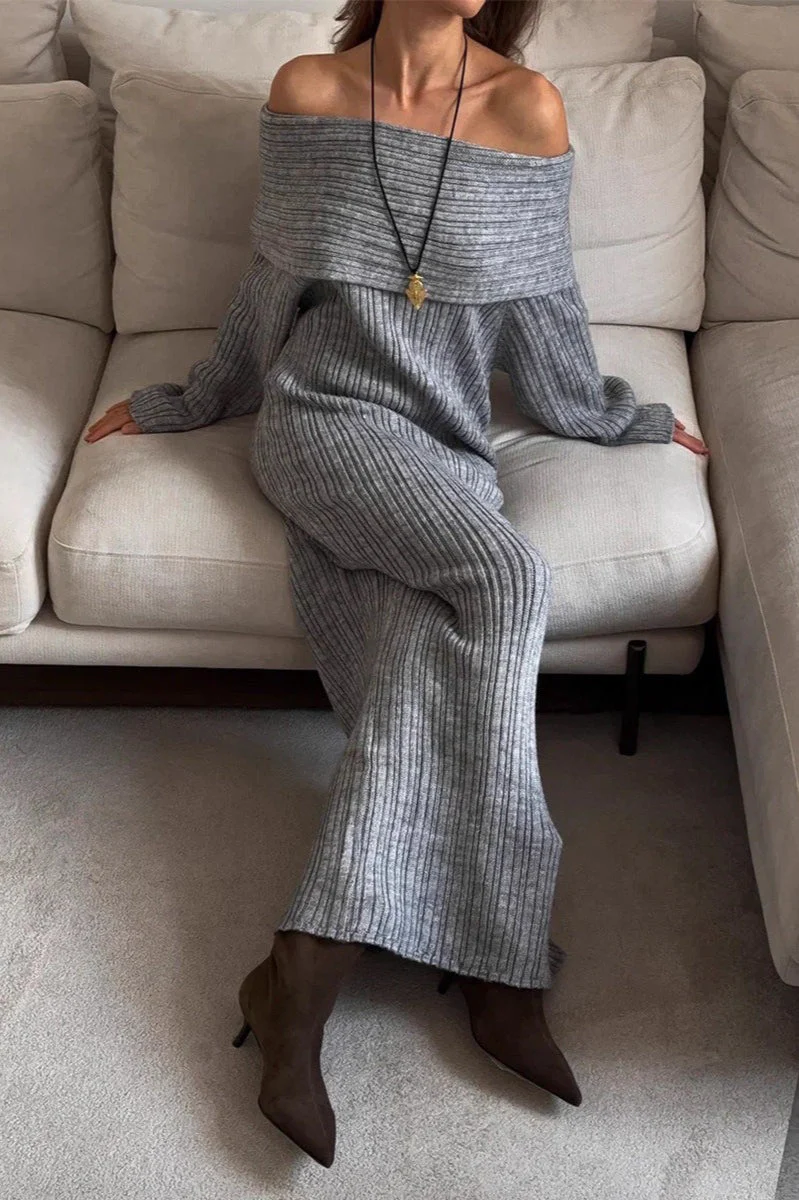 One Shoulder Bodycon Knit Sweater Dress - Image 5