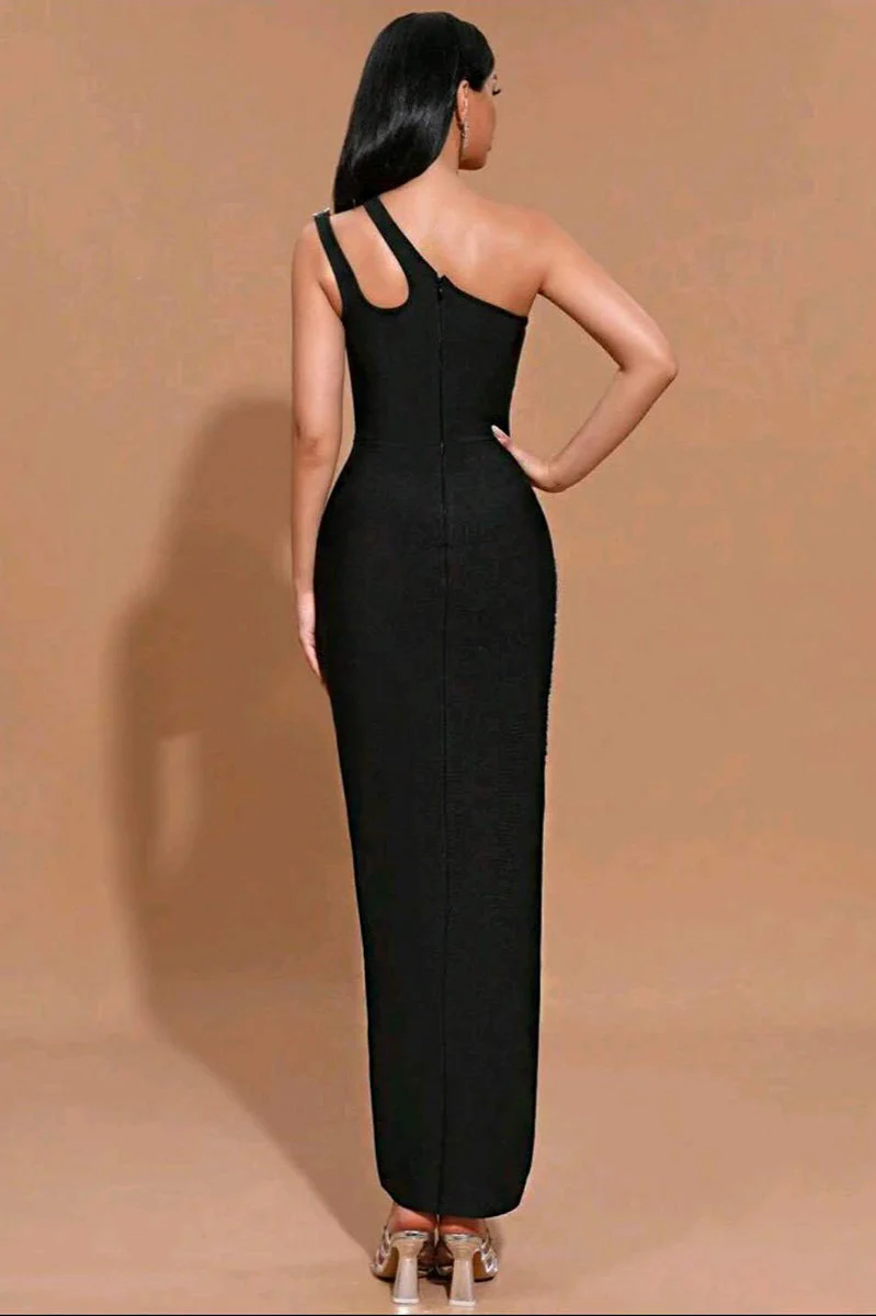 One Shoulder Rhinestone Bandage Party Dress - Image 5