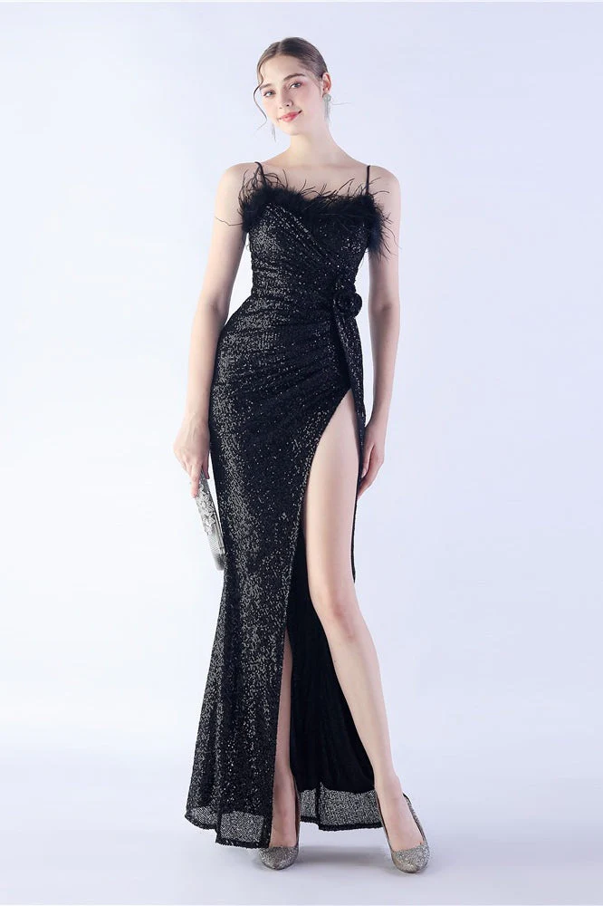 Ostrich Feather Embellished Maxi Dress - Image 10