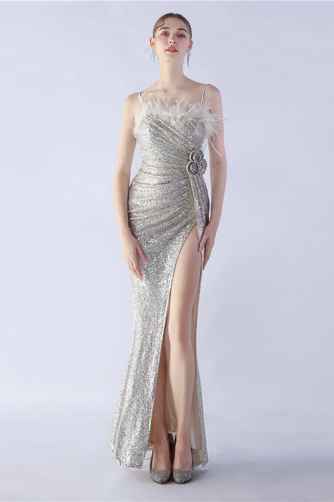 Ostrich Feather Embellished Maxi Dress - Image 14
