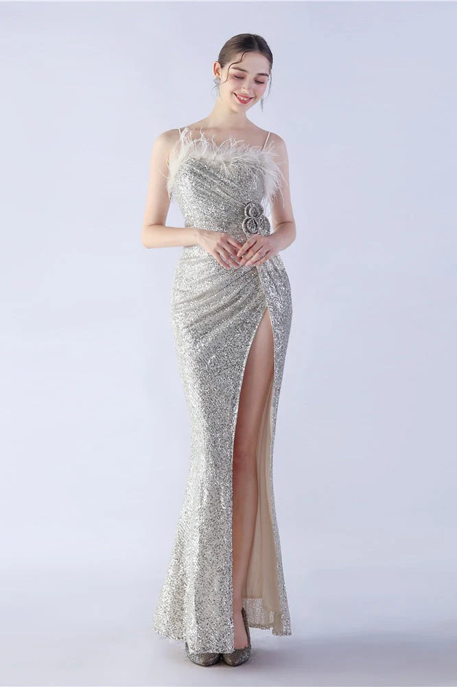 Ostrich Feather Embellished Maxi Dress - Image 15