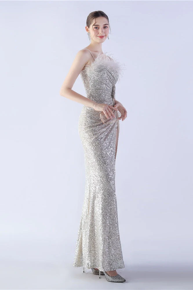 Ostrich Feather Embellished Maxi Dress - Image 16