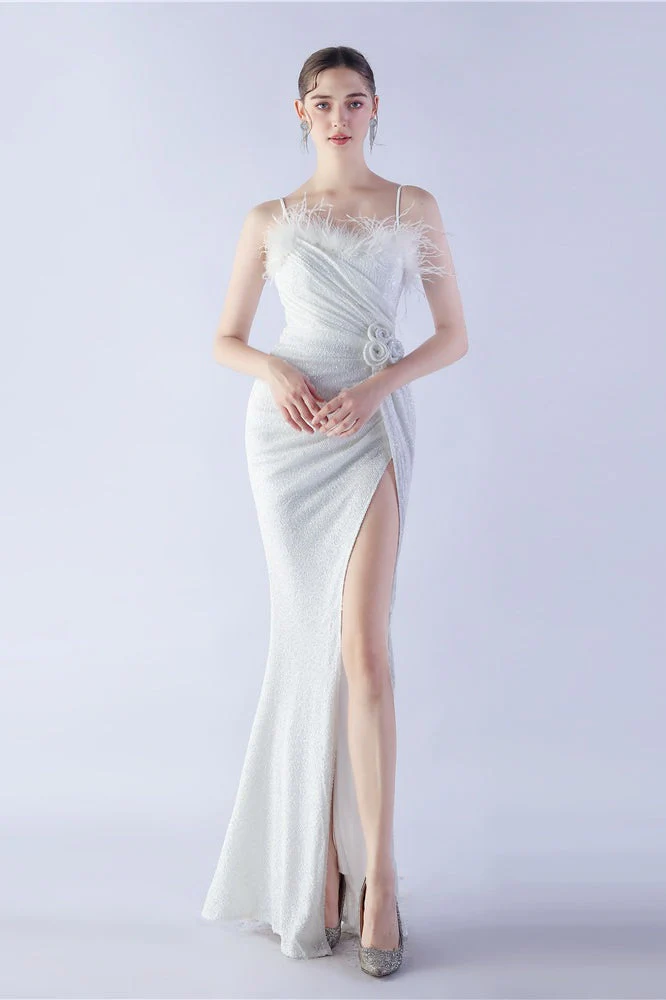 Ostrich Feather Embellished Maxi Dress - Image 18