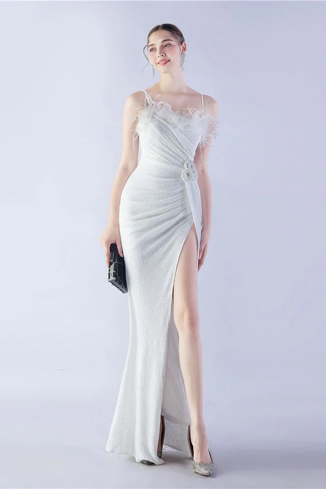 Ostrich Feather Embellished Maxi Dress - Image 19