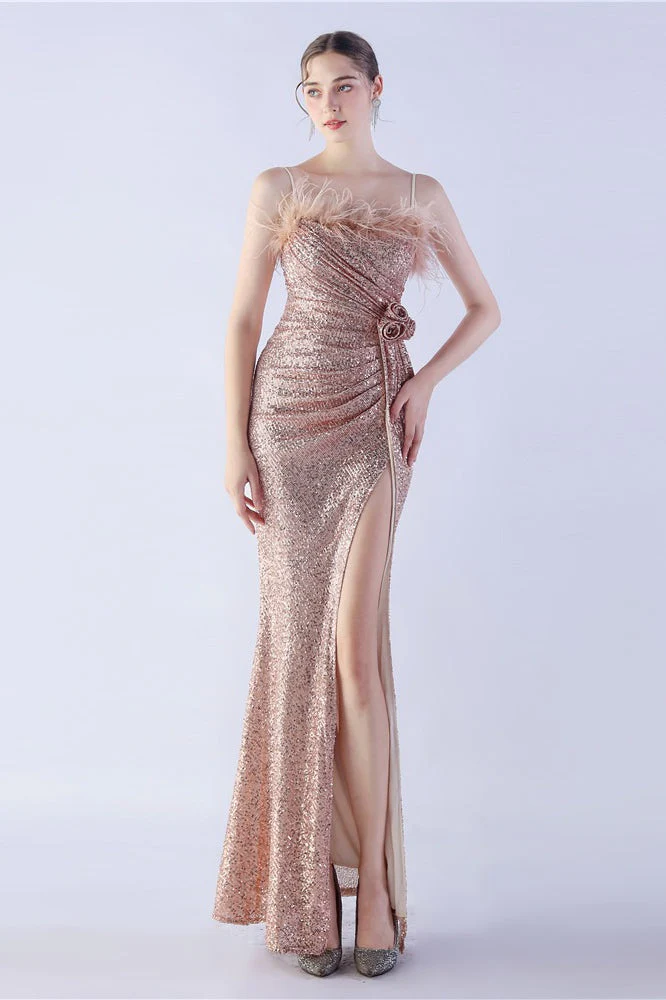 Ostrich Feather Embellished Maxi Dress - Image 5