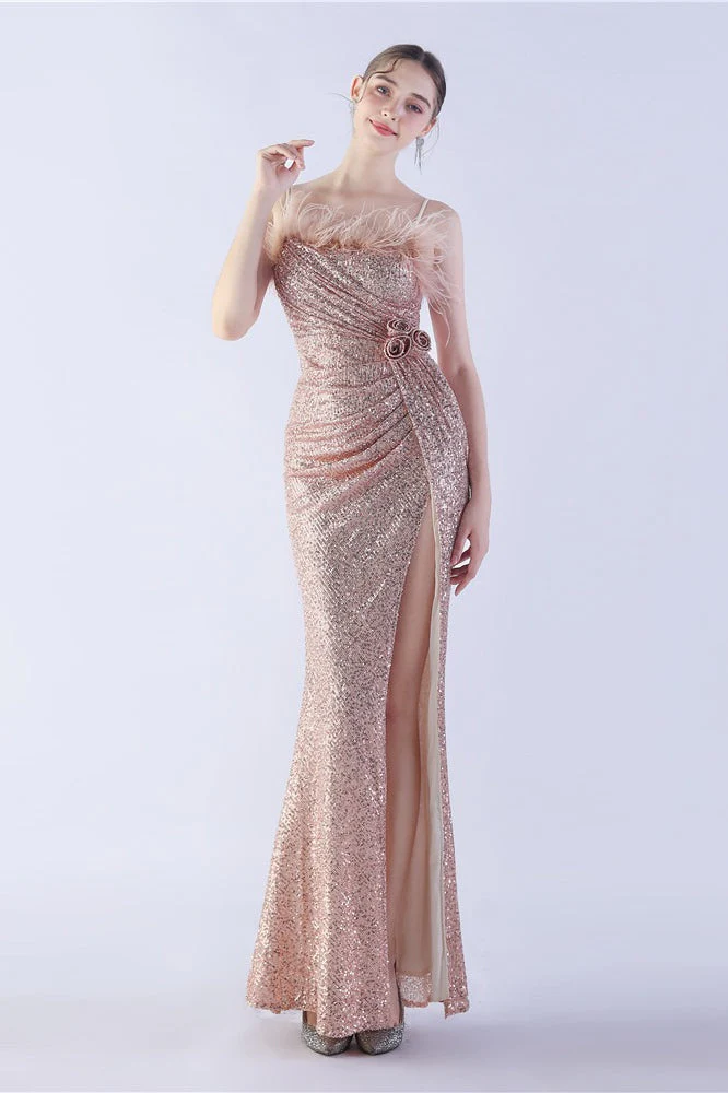 Ostrich Feather Embellished Maxi Dress - Image 6