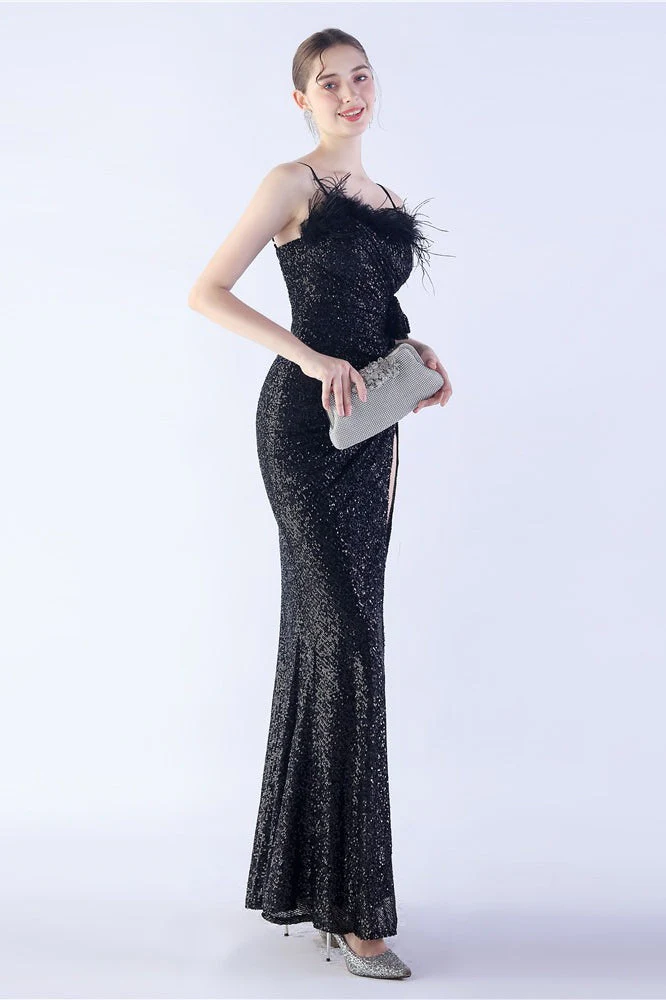 Ostrich Feather Embellished Maxi Dress - Image 9