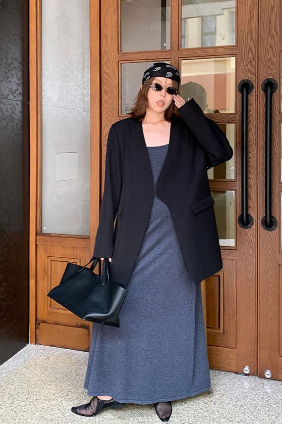 Oversized Black Casual Blazer - Image 2
