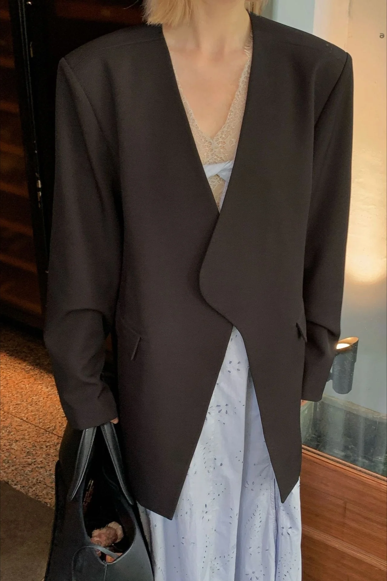 Oversized Black Casual Blazer - Image 5