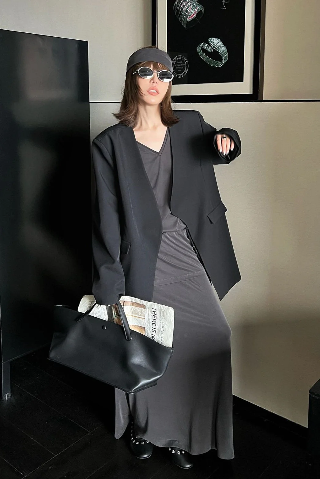 Oversized Black Casual Blazer - Image 6